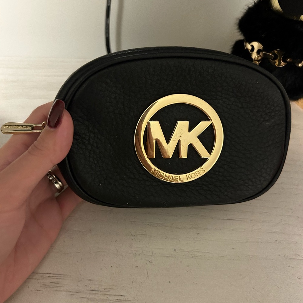 Michael Kors Black Cosmetic Case with Gold Logo